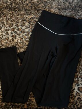 Black Yoga Pants with White Waist